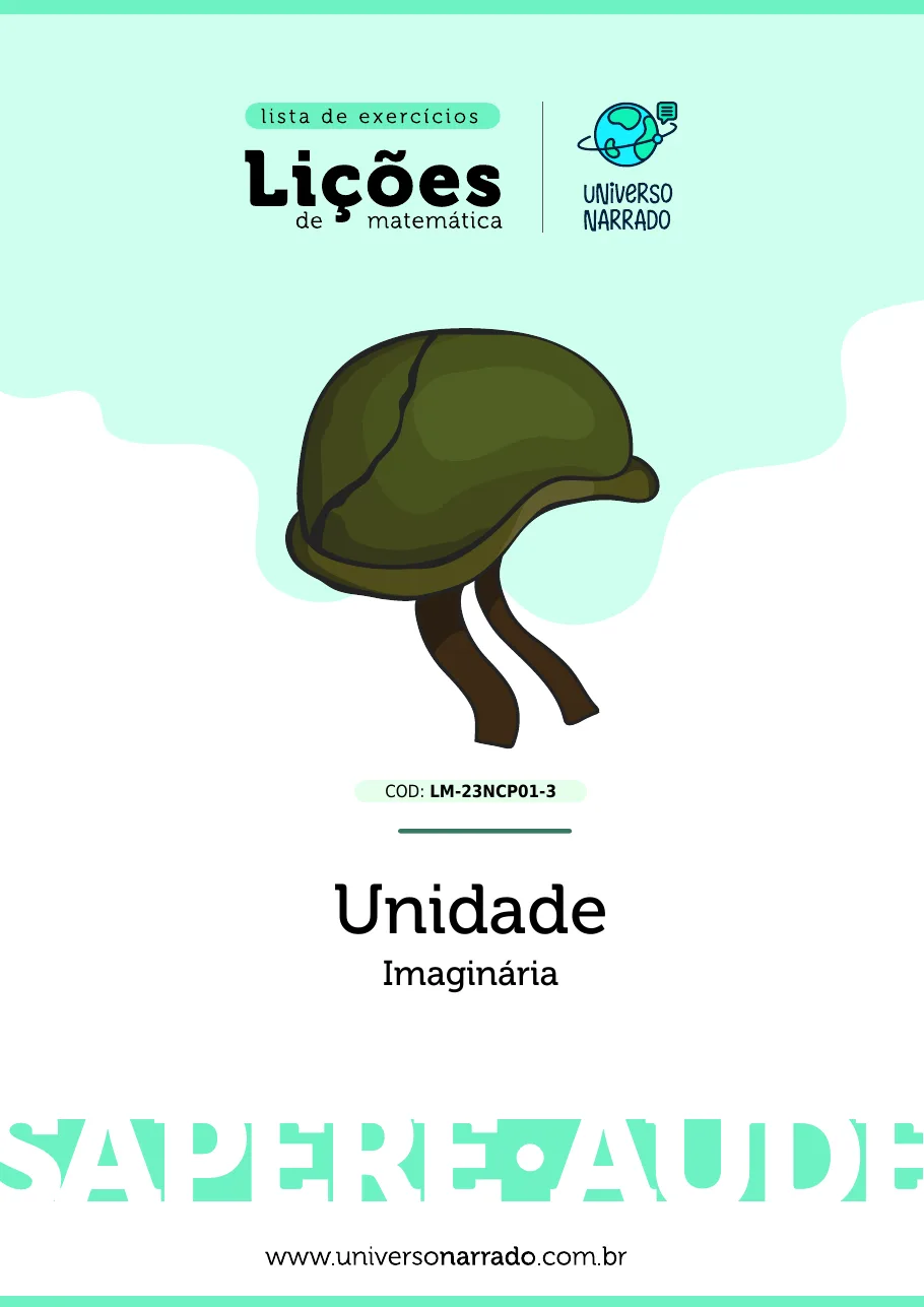 Página 1 da lista de Lições de Matemática, Unidade Imaginária (LM-23NCP01-3)