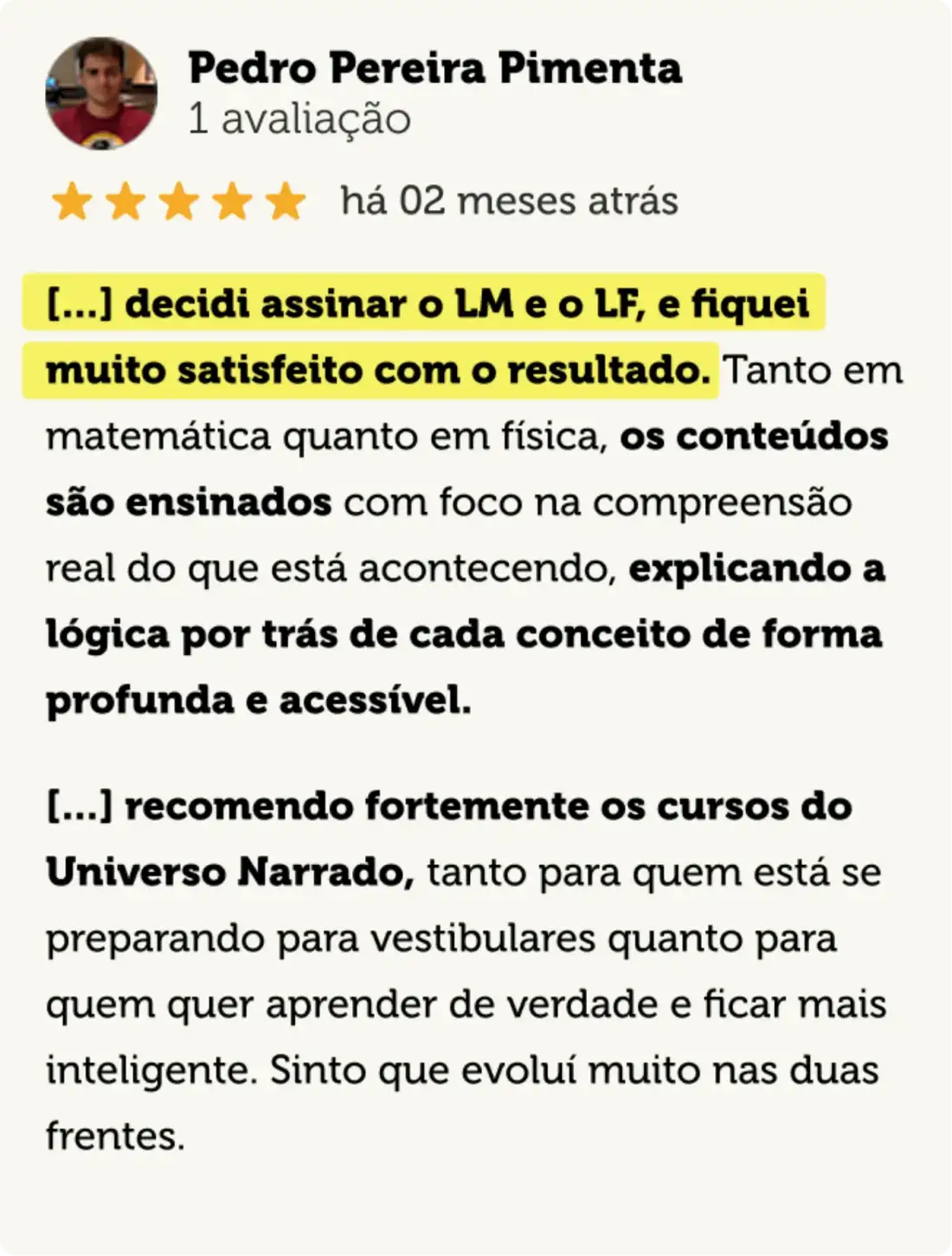 Avaliação no Google - print
