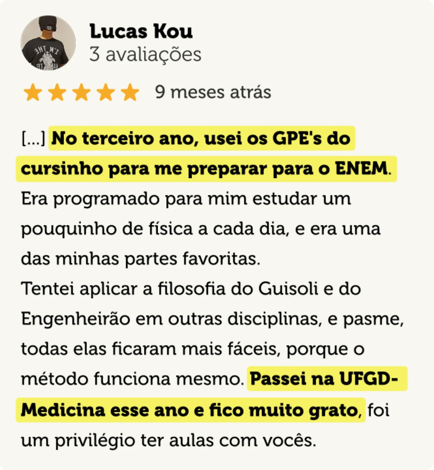 Avaliação no Google - print