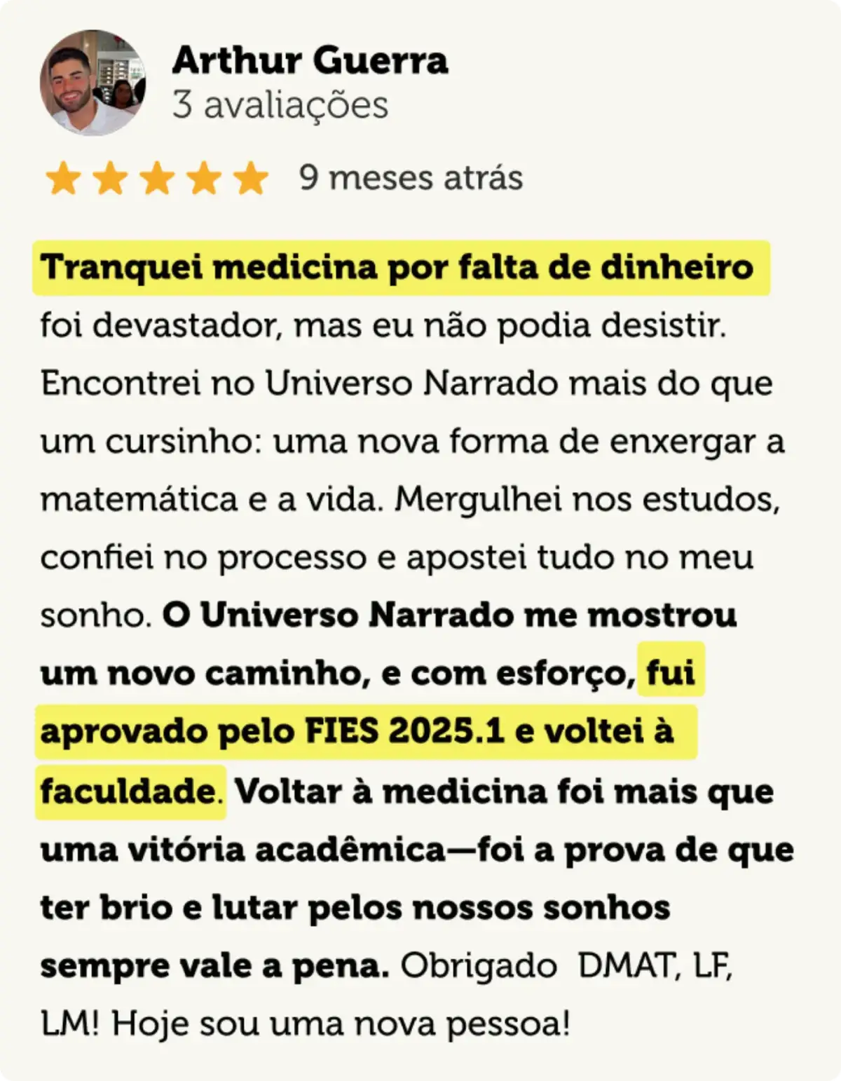 Avaliação no Google - print