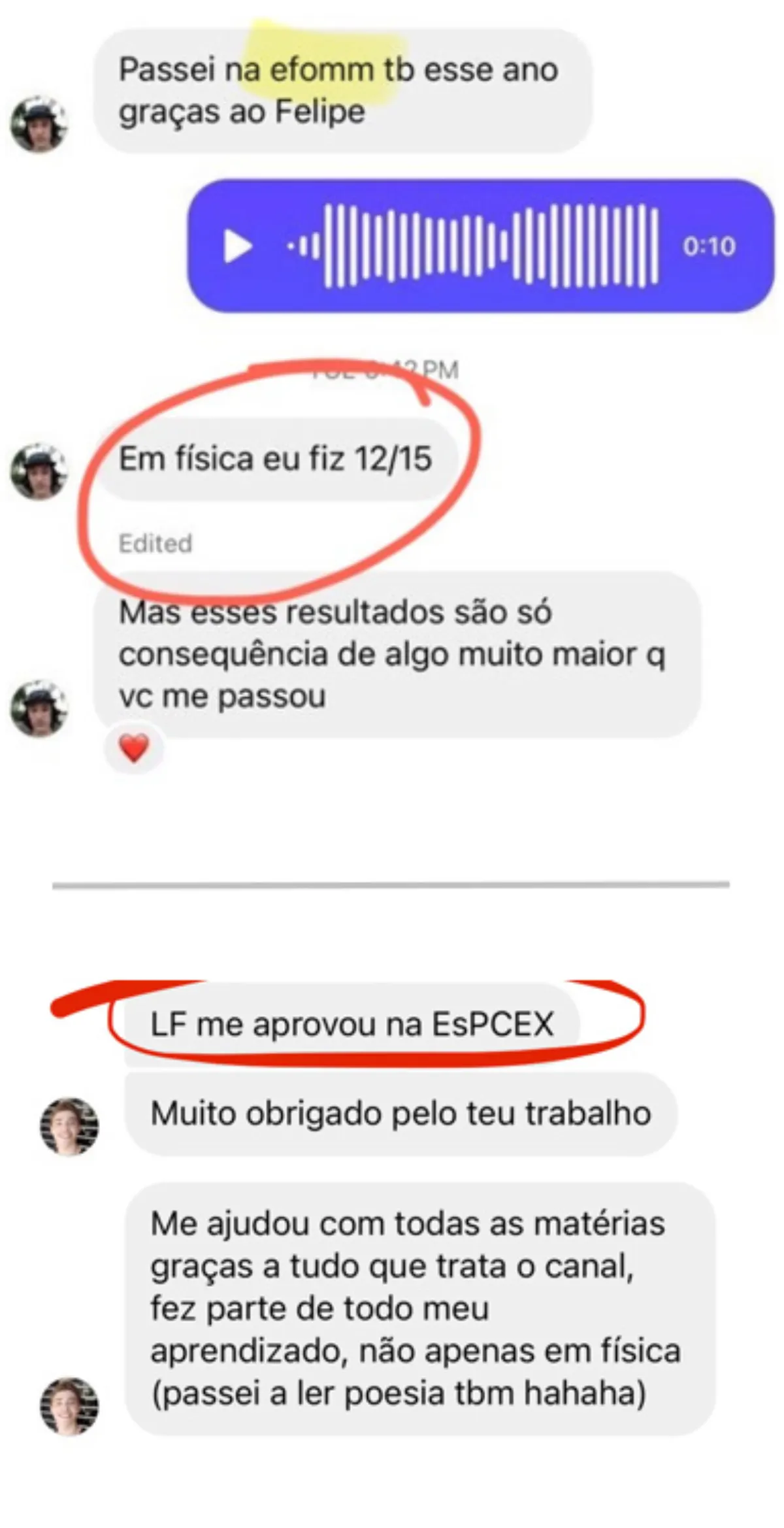 Depoimento de aluno aprovado