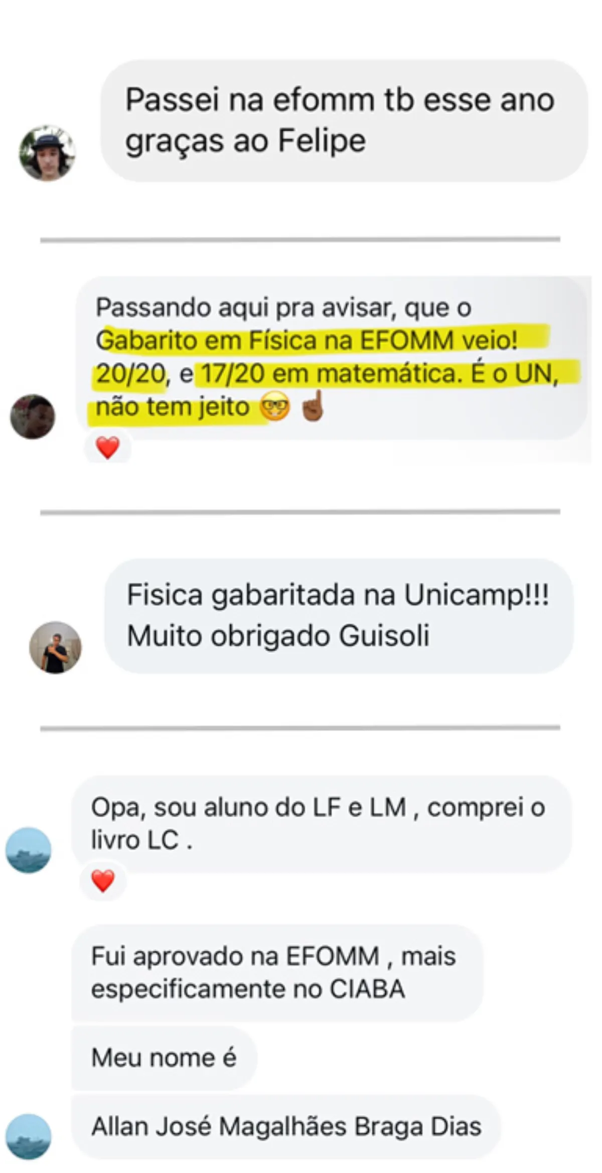 Depoimento de aluno aprovado