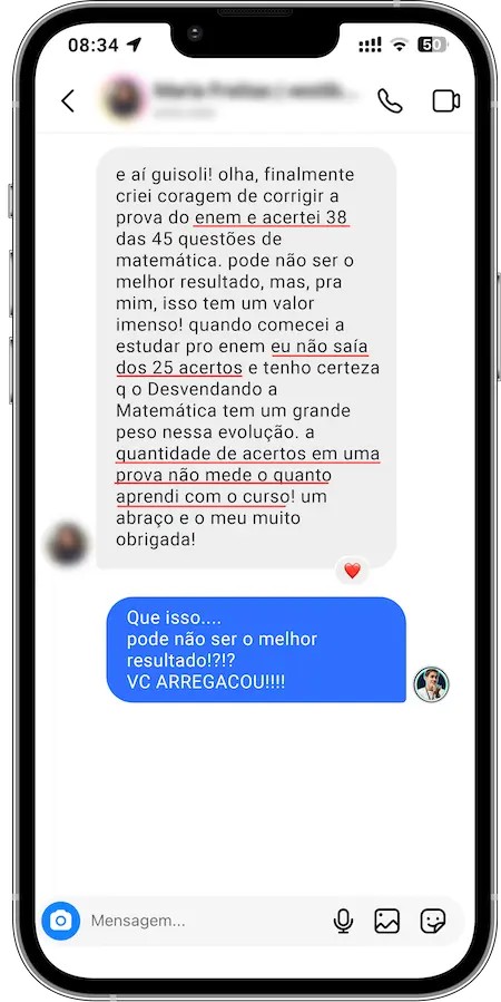 Depoimento de aluno do Desvendando a Matemática