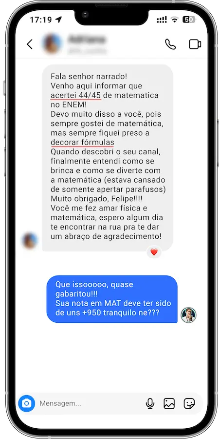Depoimento de aluno do Desvendando a Matemática