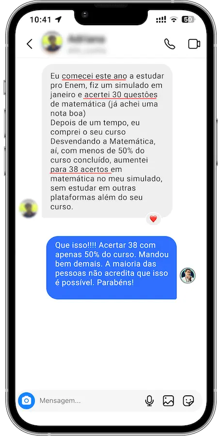 Depoimento de aluno do Desvendando a Matemática