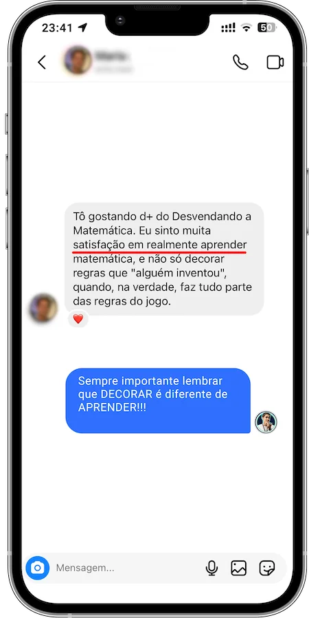 Depoimento de aluno do Desvendando a Matemática