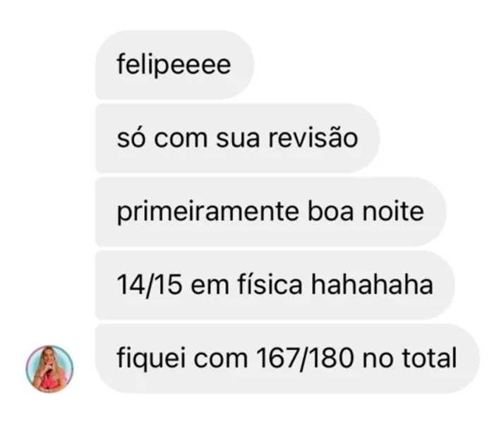 Resultados de alunos do Desvendando a Matemática