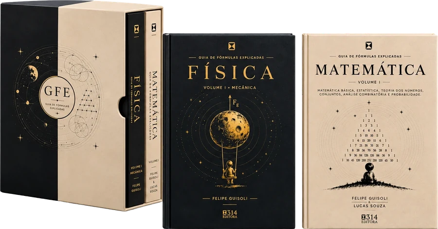 Box do Guia de Fórmulas Explicadas com os dois livros, Física e Matemática