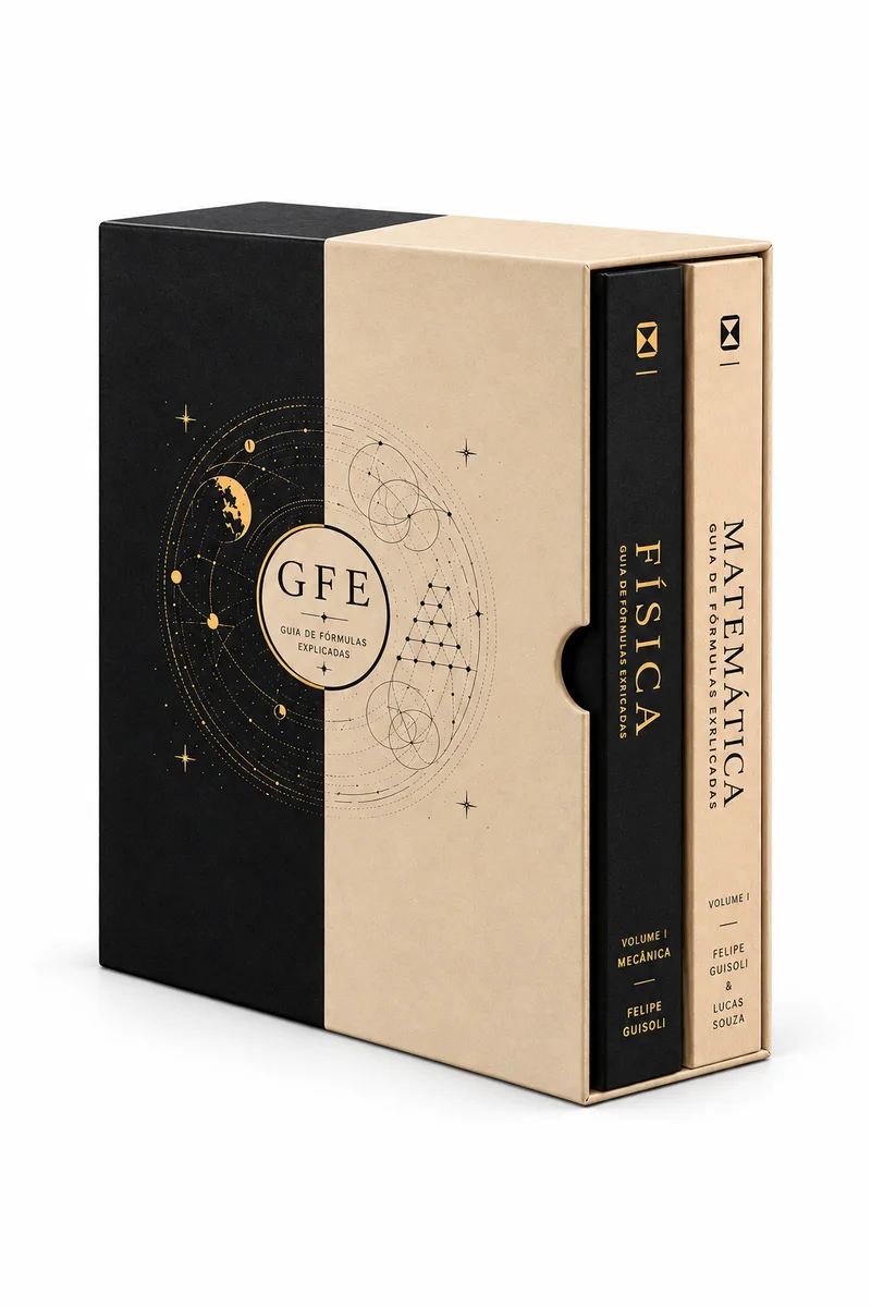 Box de capa dura do Guia de Fórmulas Explicadas com os volumes de Física e Matemática