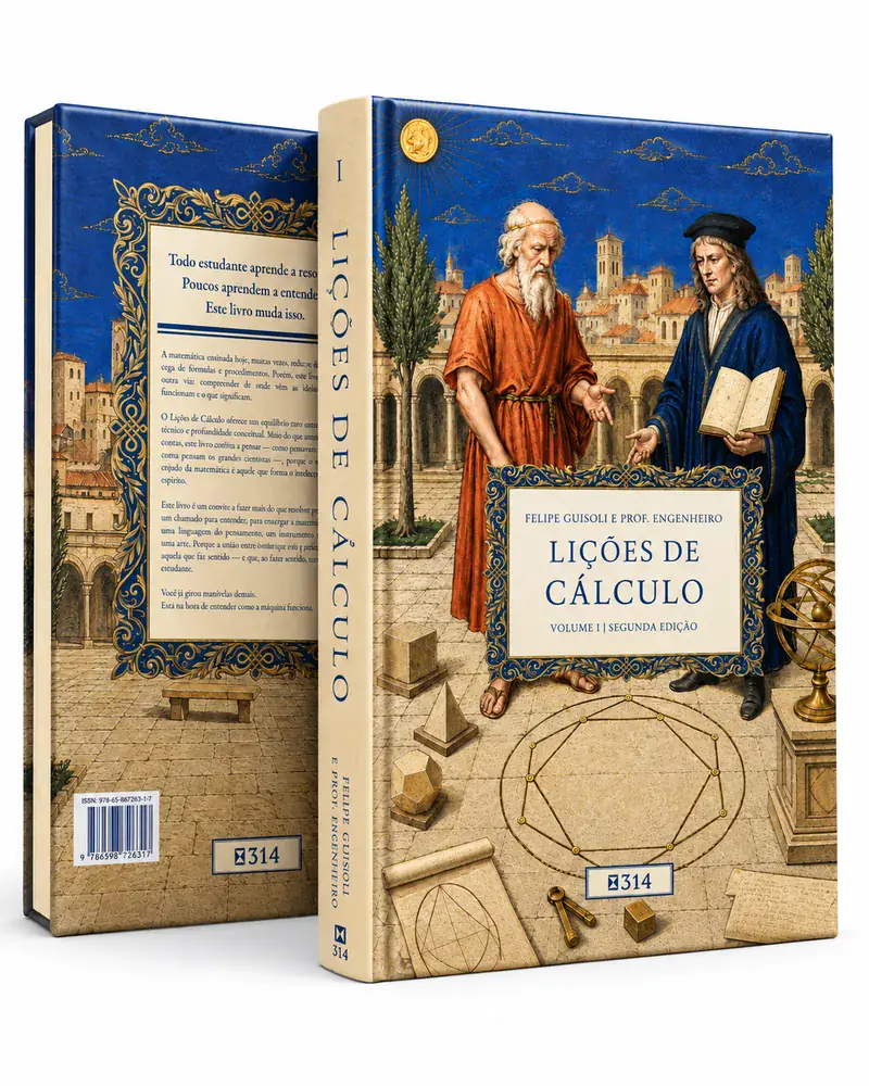 Livro Lições de Cálculo, de Felipe Guisoli e Prof. Engenheiro, volume I, segunda edição, com a capa e a contracapa